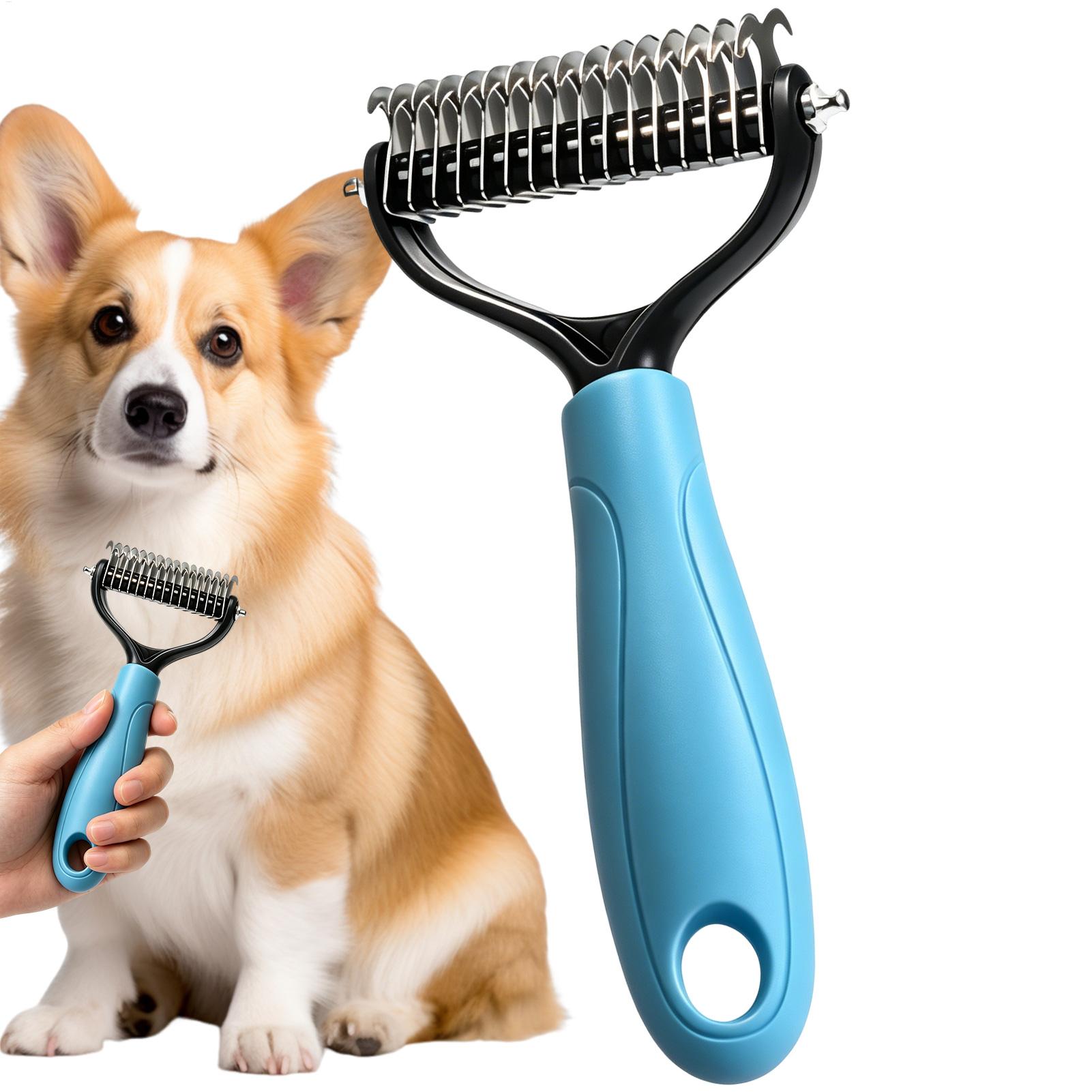 両面ペット抜け毛除去ブラシ 犬用アンダーコートレーキ 毛の抜 - Undercoat Rake Dematting Tool Dog Shedding のレビューと価格