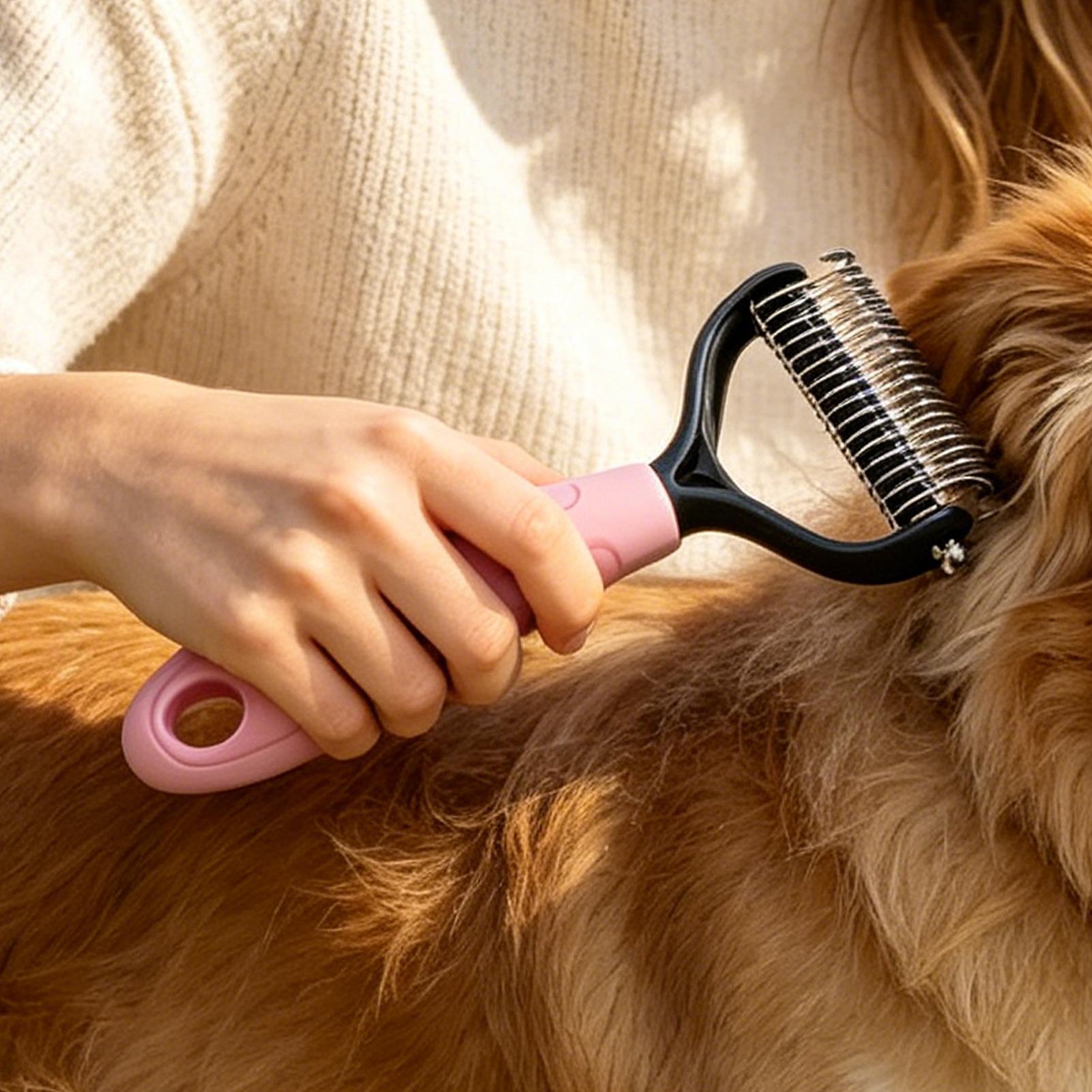 両面ペット抜け毛除去ブラシ 犬用アンダーコートレーキ 毛の抜 - Undercoat Rake Dematting Tool Dog Shedding のレビューと価格